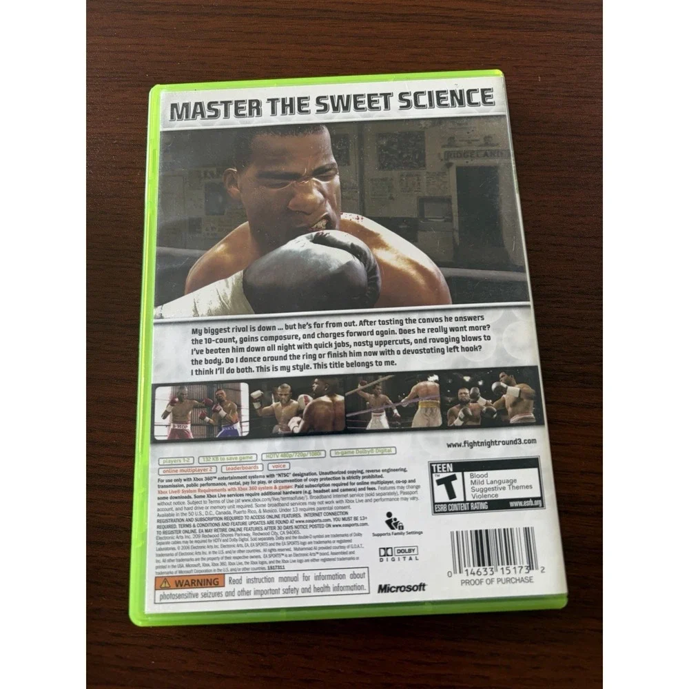 Fight Night Round 3 Microsoft Xbox 360, Boxing, Video Game Complete with Manual